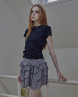 back open ruffle top / black