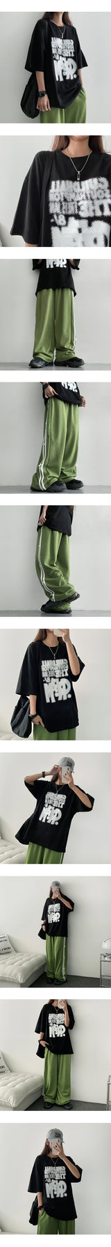 バレットサイドツーラインリボンスウェットパンツ (6 colors)