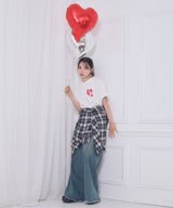 UNISEX ハートプリントT ホワイト