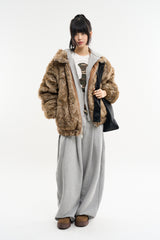 Luna detachable hood loose fur jacket