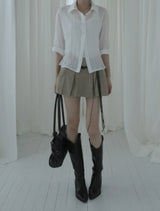 Bowty Pleated Button Skirt Pants