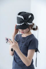 angel ribbon cap(black)