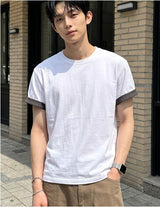 ロールスリーブクロップド半袖Tシャツ ホワイト