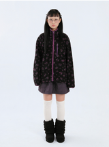 flower fleece jacket (black)