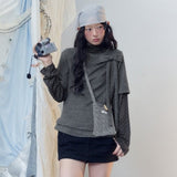 Grunge Layered Polka Dot Sweatshirt