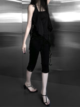 slim fit slit capri denim