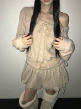 cable wool pumkin shorts(3 color) 