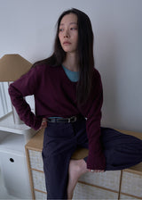 Milo V-neck Wool Knit (Plum)