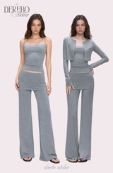 Anna lace cardigan training three-piece set (Sleeveless cardigan, pants)
