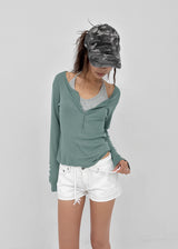 [MADE] ティアードヘンリーネックテンセルロングスリーブT