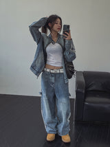 Wings Track Gradient Pinch Denim Jacket