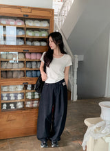 Rose Pink Lettering Embroidery Balloon Denim Pants