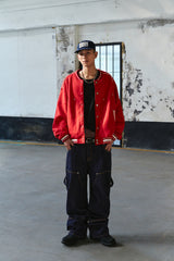 LINE STUD BASEBALL JACKET - RED