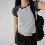 [Cheibin] Raglan Cap-Sleeve Crop T-Shirt - 3 Colors