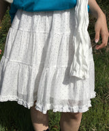 Finpe Polka Dot Elastic Waist Frill Hem Midi Skirt (3 Colors)