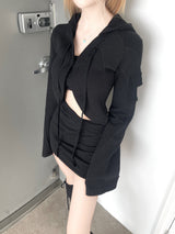 1236. パッチワークカーゴクロップフード cardi (3color)