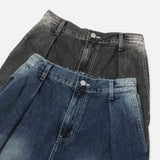 LMN ソルドブラシピンタックワイドデニムパンツ(2 colors)