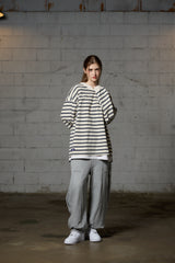 JERRY STRIPE OVERFIT LONG SLEEVE T-SHIRT / IVORY