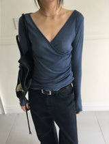 Helen Deep V-neck Shirring Top