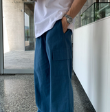 Maret Ice Linen Cargo Banding Wide Pants