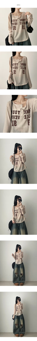 Billy vintage ヘンリーネック スナップヘム ショートラウンド クールスリーブTシャツ