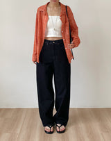 [Unisex/Non-Fade] Stitched Denim Wide Pants