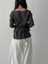 Paper See-through Wrap Blouse