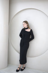 Unbalanced Muffler Knit Black