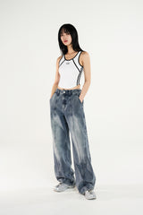 斜め切りワイドデニムパンツ / Diagonal cut wide denim pants