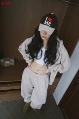 Napping Thick Soft Hooded Zip-Up Set