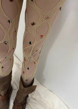 Beige big punching stockings