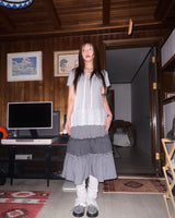 (2color) Candy Stripe Tiered Check Long Skirt
