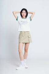 ユニバーサルプリント ½Tシャツ (ivory/green)