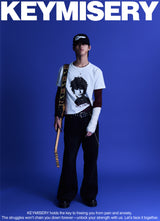 ユニセックス ヒューマンプリントクロップTシャツ (ホワイト)