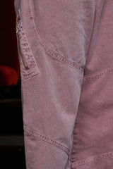 DYED ZIP CARGO PANTS / DARK PINK