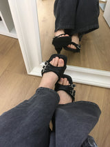 Belt open-toe heels
