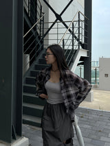 Loose fit see-through check shirt male (2 colors)