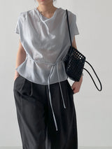 [Summer ver.] Tie Two Tuck Long Wide Slacks