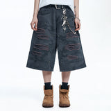 Destroyed Camo Carpenter Bermuda Pants - CHARCOAL