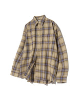 87-STAN079 レトロオーバーフィットポケット長袖チェックシャツ