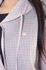 Maron check shirt hoodie