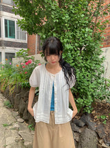 Leonne Lace Punching Short Sleeve Blouse