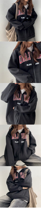 Melanie Napping Big Oversized Hooded Zip-Up