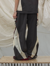 RELABEL Time Element (Overlay & Spread) Eight Cord Splicing Semi-Sheer Colour-Crossing Double Layer Leg Opening Nylon Punch Pants