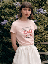 ローラリボンハーフTシャツ ピンク