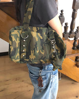 バンド カモ レオパード スタッド バゲット ショルダーバッグ
