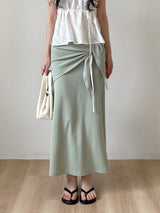 [Scarf SET] Pleated H-Line Long Skirt