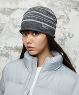 STRIPE ROLL BEANIE_GREY