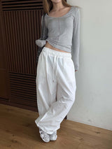 Side panel nylon banding pants(5color)