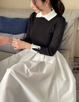 26SS★ Siez Color Matching Button Collar Knit